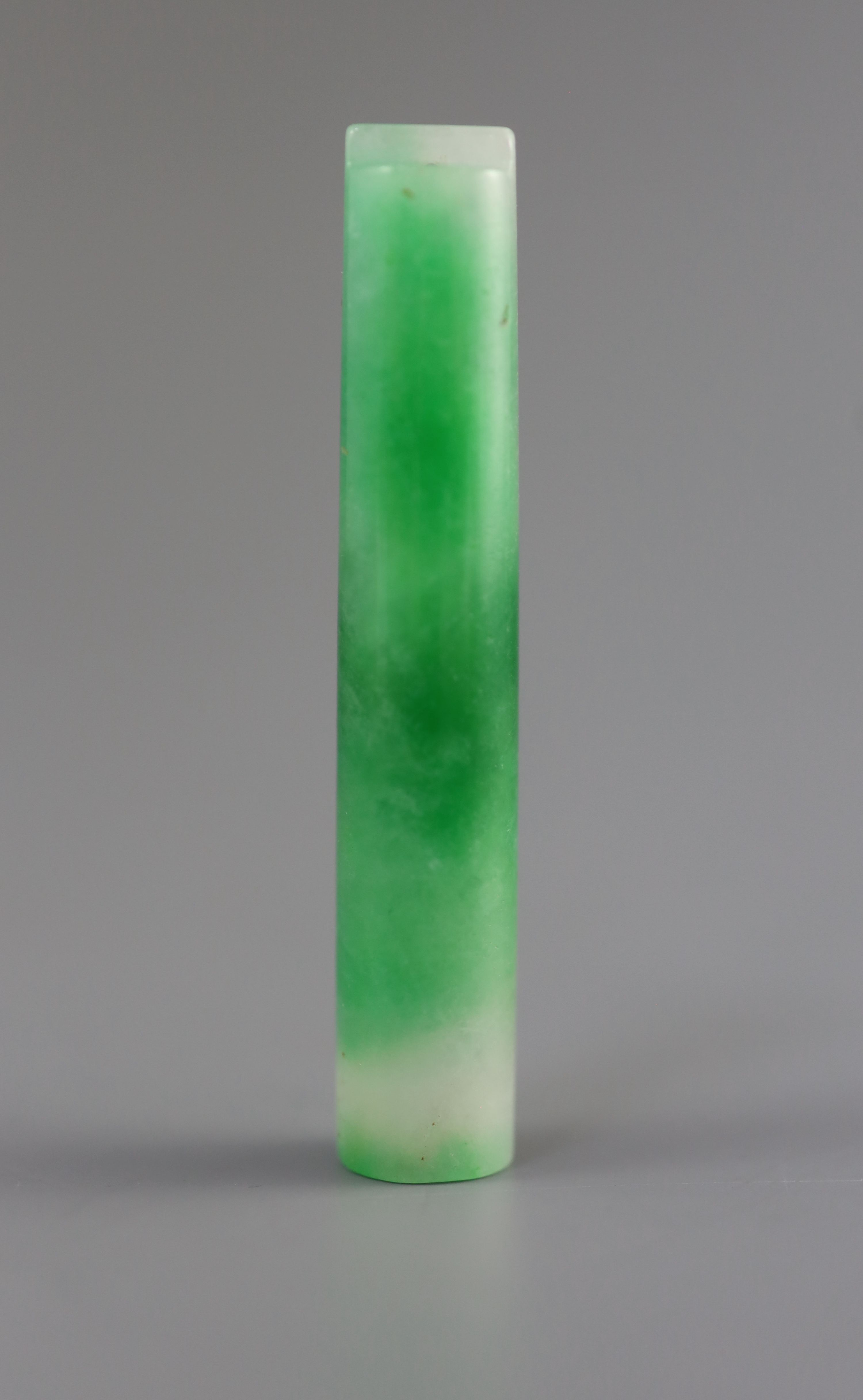 A Chinese jadeite official's hat plume holder, 7cm
